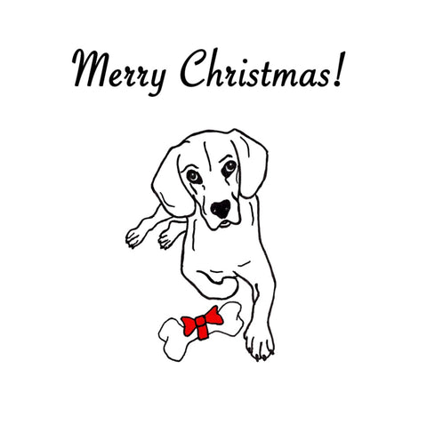 Merry Christmas Greeting Card - Dog with Bone