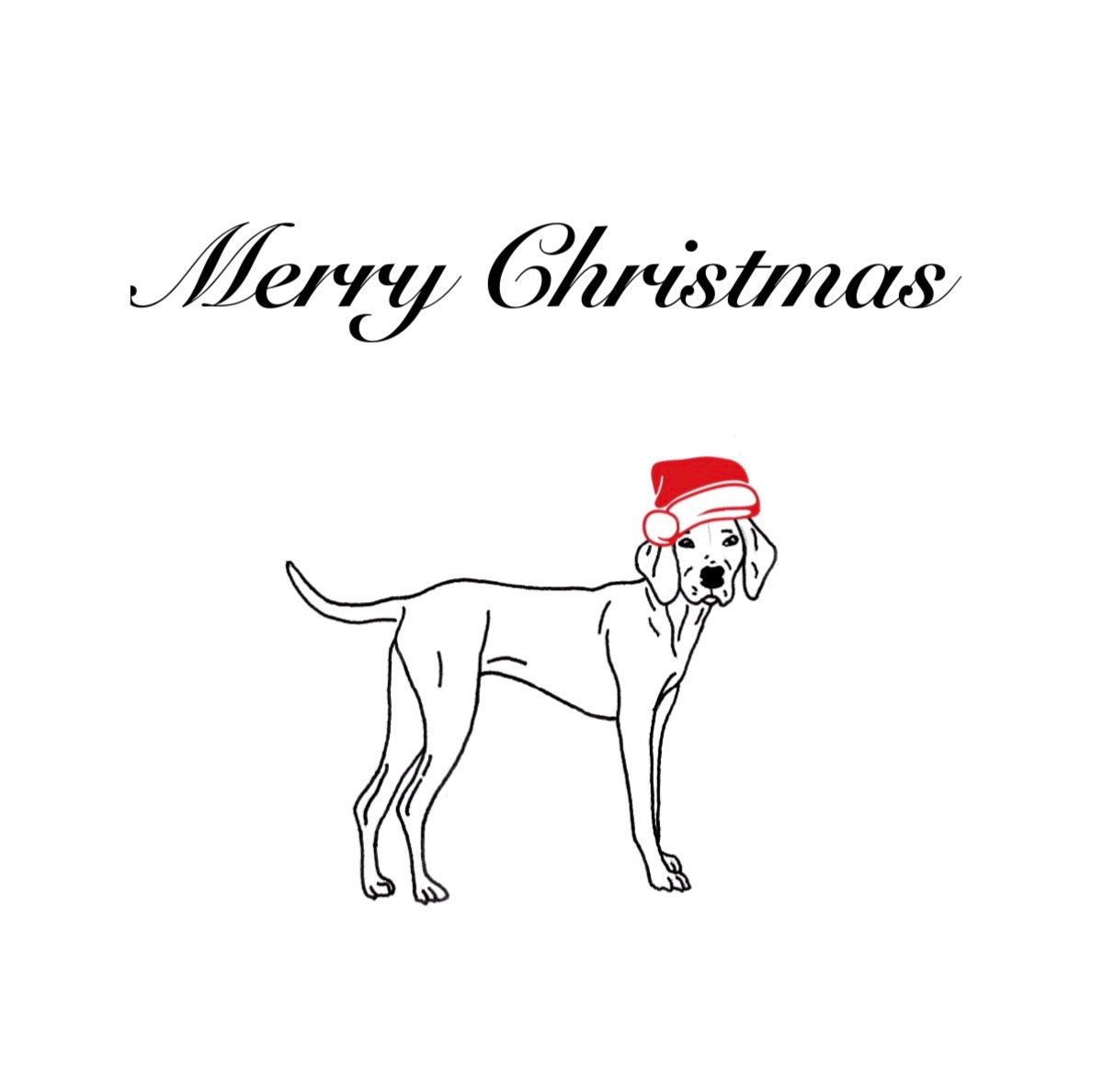 Merry Christmas Greeting Card - Dog with Santa Hat