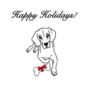 Happy Holidays Card - Dog With Bone