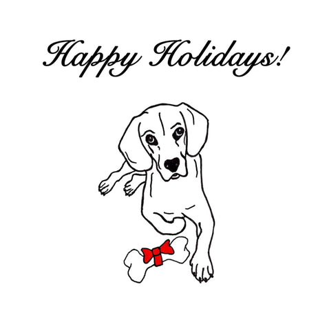 Happy Holidays Card - Dog With Bone